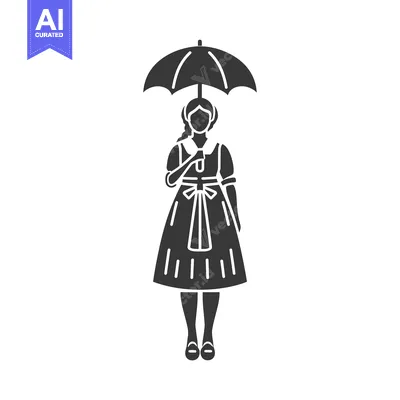 Woman in a Traditional Dress Holding an Umbrella