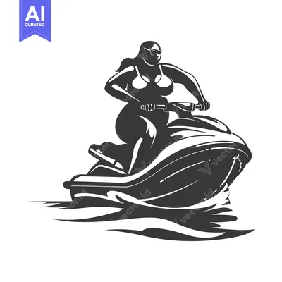Woman in Bikini Riding a Jet Ski