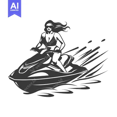 Woman in Bikini Riding Jet Ski in Water