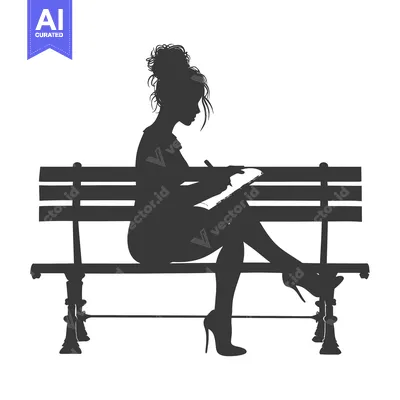Woman in High Heels Sitting on a Bench Writing