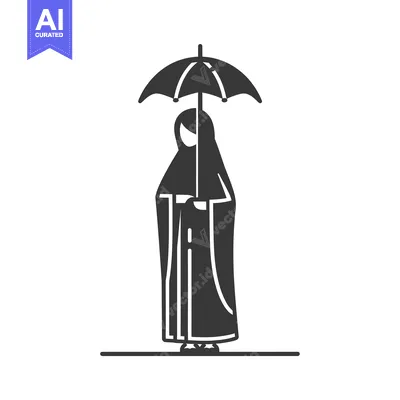 Woman in Hijab Holding an Umbrella