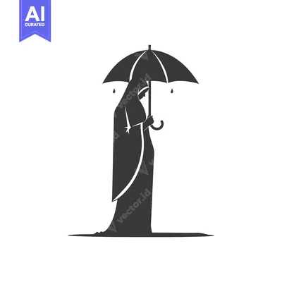 Woman in Hijab Holding an Umbrella in the Rain