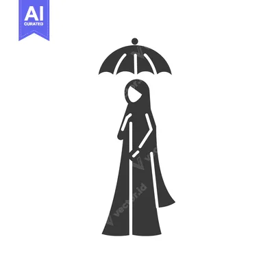 Woman in Hijab Holding Umbrella