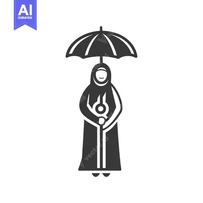 Aset premium populer: Woman in Hijab Holding Umbrella