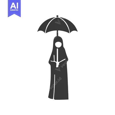 Woman in Hijab Holding Umbrella