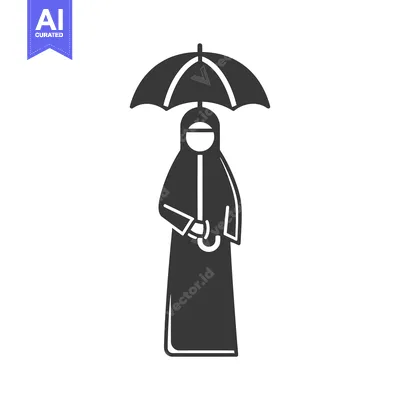 Woman in Hijab Holding Umbrella