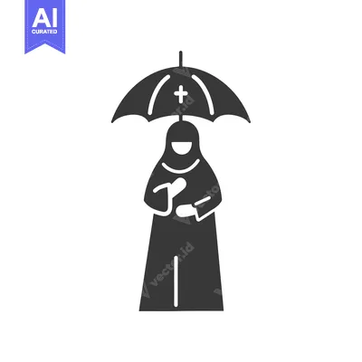 Woman in Hijab Holding Umbrella with Cross