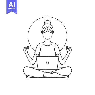 Woman in Lotus Position Using Laptop