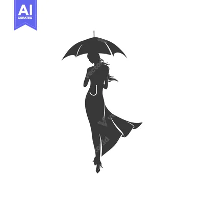 Woman in Silhouette Holding an Umbrella