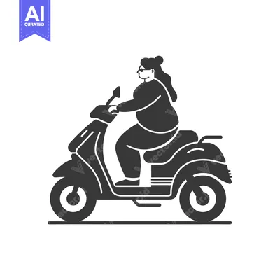Aset desain premium: Woman in Sunglasses Riding a Scooter