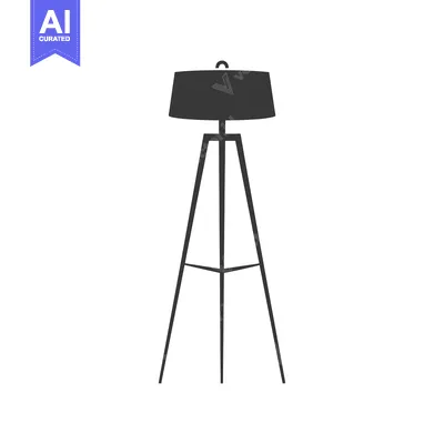 A Black Tripod Floor Lamp with a Round Lampshade