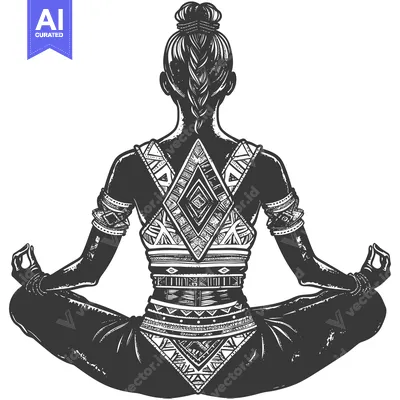 Woman in Traditional Attire Practicing Yoga in Lotus Pose