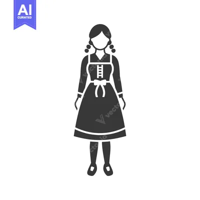 Woman in Traditional Bavarian Dirndl Dress with Pigtails