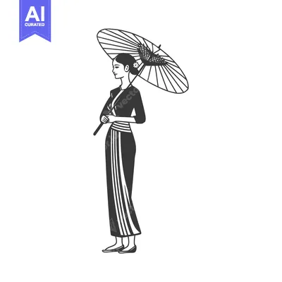 Woman in Traditional Clothing Holding an Umbrella