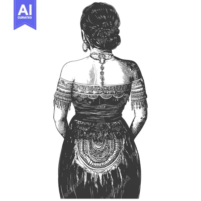 Woman in Traditional Clothing with Back to Viewer