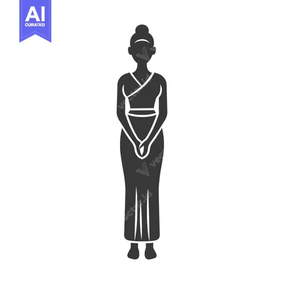 Woman in Traditional Clothing with Hands Clasped