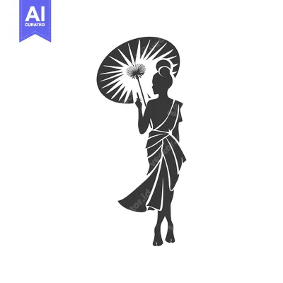 Aset premium populer: Woman in Traditional Dress Holding an Umbrella