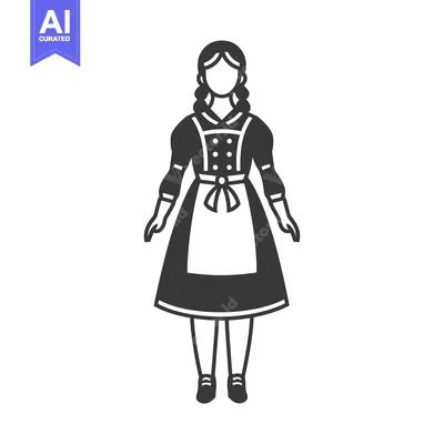 Woman in Traditional German Dirndl Dress