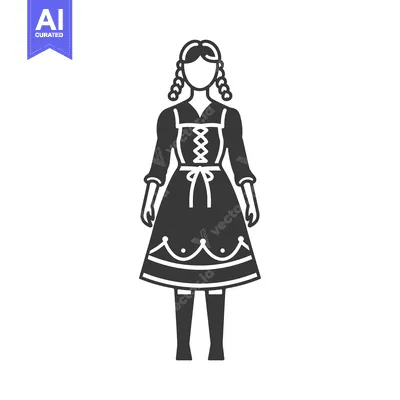 Woman in traditional German dirndl dress with braids