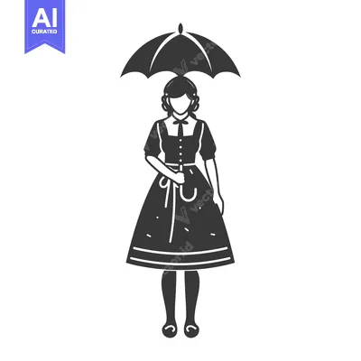 Woman in Traditional German Dress Holding an Umbrella