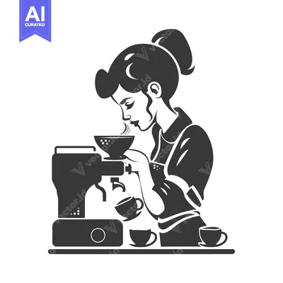 Woman Making Coffee With An Espresso Machine