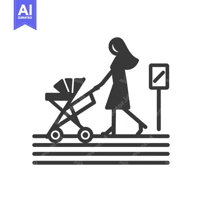 Woman Pushing a Baby Stroller at a Bus Stop