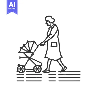 Woman Pushing a Baby Stroller on a Sidewalk