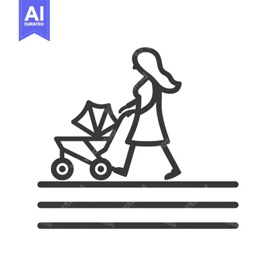Woman Pushing a Baby Stroller on a Sidewalk