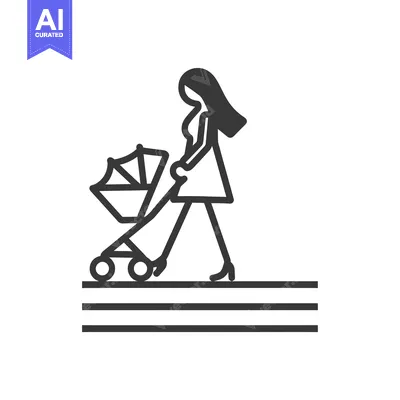 Woman Pushing a Baby Stroller on a Sidewalk