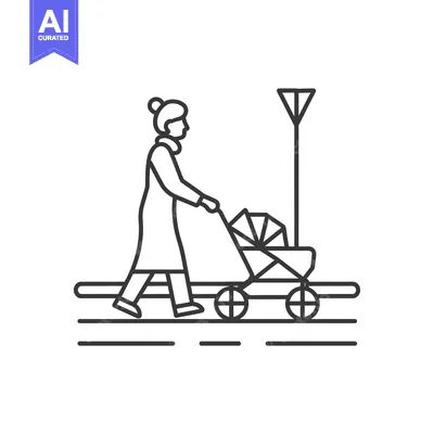 Woman pushing a stroller with a child on the sidewalk