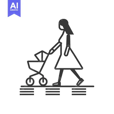 Woman pushing stroller on a sidewalk