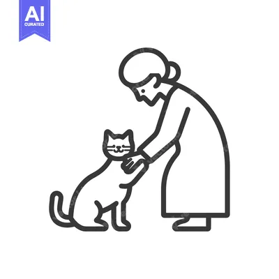 Woman Reaching Out to Pet a Sitting Cat