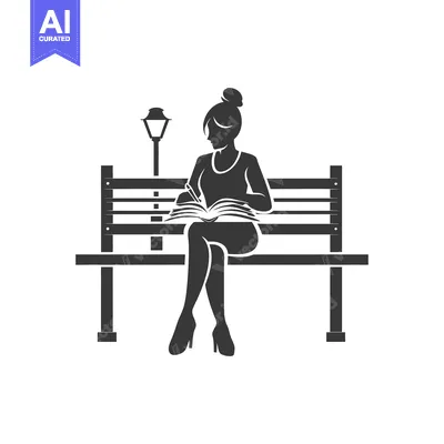 Aset desain premium: Woman Reading a Book on a Bench Under a Streetlight