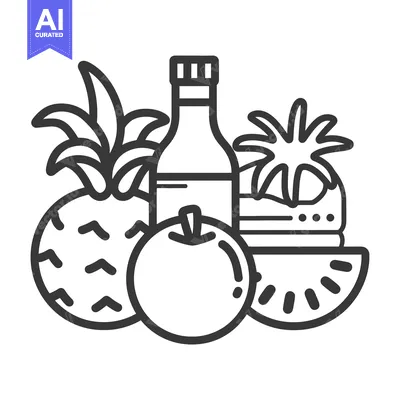 A Bottle of Juice with Fresh Fruit and a Slice of Watermelon