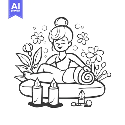 Woman Relaxing on a Massage Table with Candles and Flowers