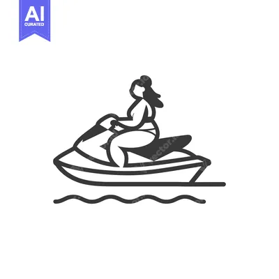 Aset desain premium: Woman riding a jet ski on the water