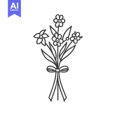 Aset desain premium: A Bouquet of Flowers Tied with a Bow