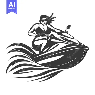 Woman Riding a Jet Ski on Waves
