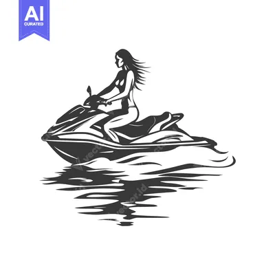 Woman Riding a Jet Ski Through Waves