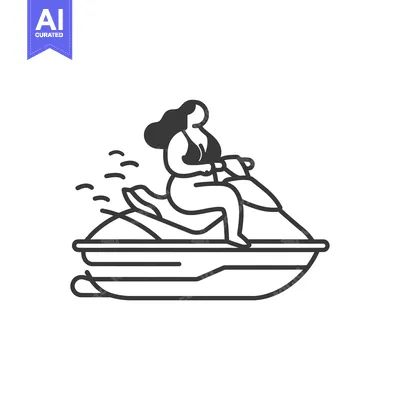 Woman Riding a Jet Ski With Wake