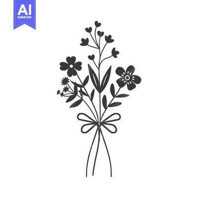 Aset desain premium: A bouquet of flowers tied with a bow