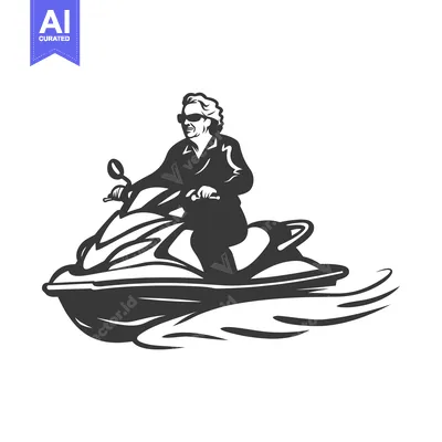 Woman Riding a Jet Ski With Wavy Wake
