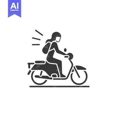 Woman Riding a Motorcycle with a Backpack