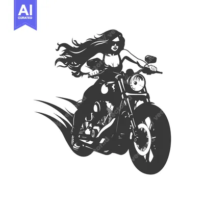 Woman Riding a Motorcycle with Flowing Hair