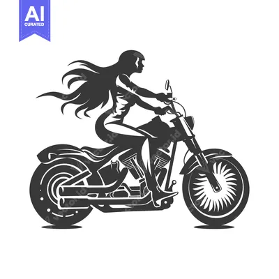 Woman Riding a Motorcycle with Flowing Hair