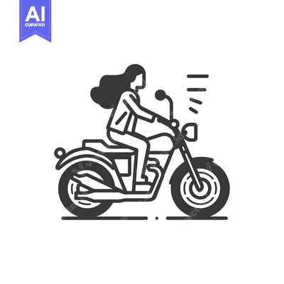 Aset desain premium: Woman Riding a Motorcycle with Speed Lines