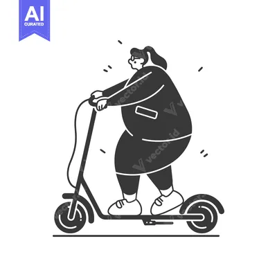 Aset desain premium: Woman Riding an Electric Scooter