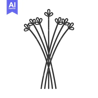 Aset premium populer: A bouquet of six stylized flowers with long stems