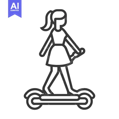 Aset desain premium: Woman Riding an Electric Scooter