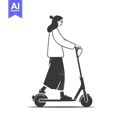 Woman Riding an Electric Scooter in Silhouette